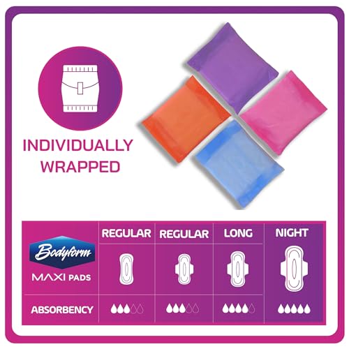 Image of Bodyform Maxi - Value Sanitary Napkins, Cushion Soft Always Comfortable and Ultra-Absorbent (Regular, 56 Count (4 Packs of 14 Counts))
