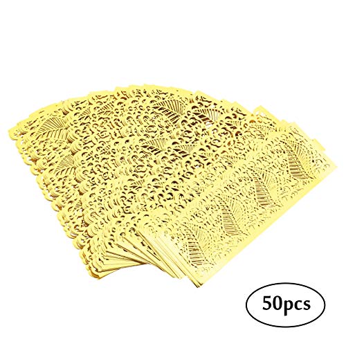 Image of Create idea 50Pcs Laser Hollow Paper Lampshade LED Electronic Candle Lights Around Paper Lace for Votive Centerpieces Wedding Birthday Party Baby Shower Golden