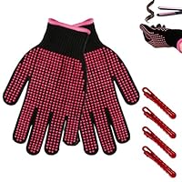 ZhongShuang 2 Stücke Hitzebeständige Handschuhe,Hitzehandschuh Lockenstab,Hitzeschutz Handschuh Wärmedämmung Für Haarstyling, Frisur Und Frisur(Kommt Mit Vier Clips)