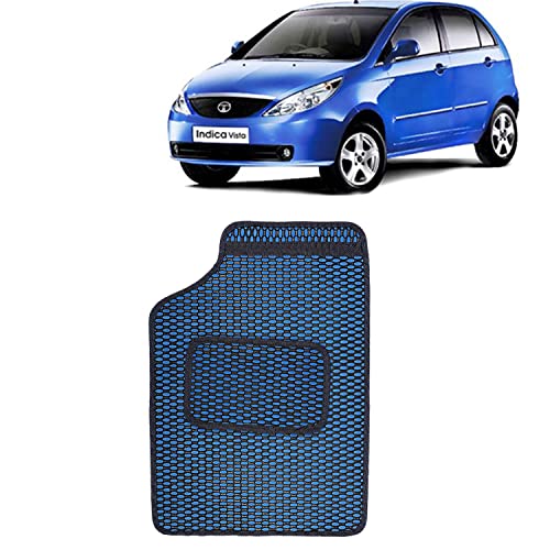 Image of Kingsway Dotted Design Car Floor Foot Mats Universal Fit for Tata Vista, Model Year : 2008-2014, Water and Dustproof, Color Blue, Set of 5 Pieces