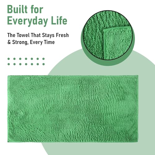 Image of Kuber Industries 6 Pcs 30x60 cm Microfiber Cleaning Cloth for Mirror, Window, Car and Bike | 350 GSM Dusting Cloth for Home | Absorbent Bathroom & Kitchen Cleaning Towel | Green