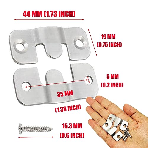 Image of Mirro Hanging Hardware Buckle Wall Brackets for Hanging 1.73x0.75 Inch Stainless Steel Picture Frame Mounting Hardware 12 PCS Z Brackets French Cleat Hanger Picture Hanging Brackets with Screws-Silver