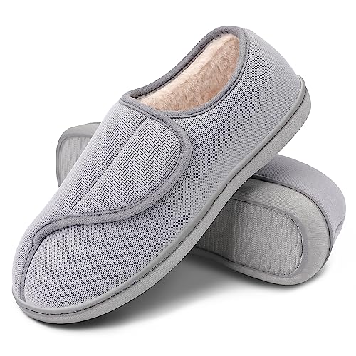 Womens Diabetic Slippers Adjustable Closure Toe Swollen Feet Slipper Shoes Memory Foam Comfy House Shoes