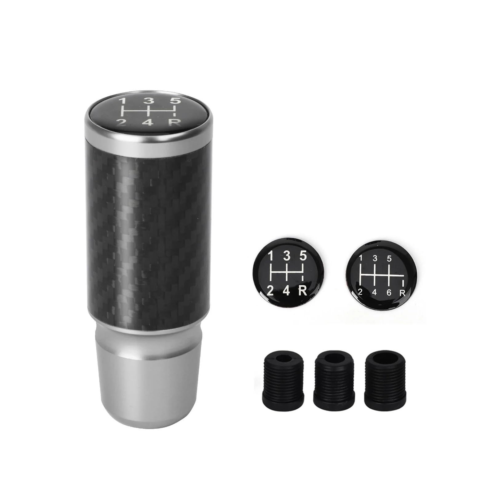 DAJMSUY 5/6 Speed Real Carbon Car Gear Shift Knob Aluminium Universal M8 M10 M12 for Manual Transmission Level Lever Car Gear Shift(Silver)