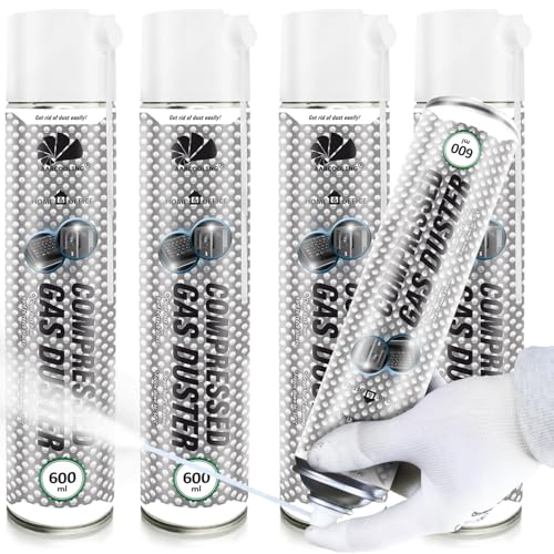 Aabcooling Home&Office Compressed Gas Duster 4X 600Ml – Congelatore Elettronico, Rimozione Gomma Da Tappezzeria, Spray Refrigerante -50°C, Aria Compre