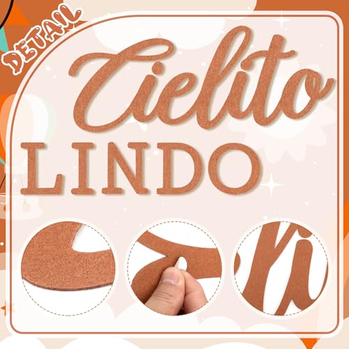 Image of VitalCozy Cielito Lindo Sign for Backdrop Felt Cielito Lindo Sign for Balloon Arch Baby Shower Birthday Party Mexican Talavera Wedding Party Decor for Backdrop Balloon Arch Decor(Brown,Glitter)