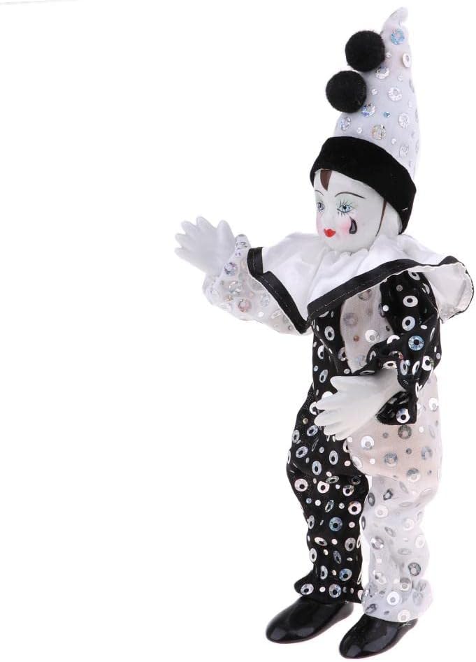 DYNWAVE 9inch Clown Doll - can Sitting & Standing, Hand Painted Harlequin Doll Display Decoration,Valentin Gift