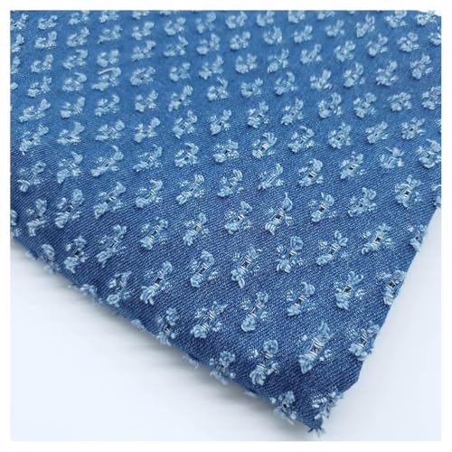 Tissu denim de coton lavé premium avec tissage jacquard bleu