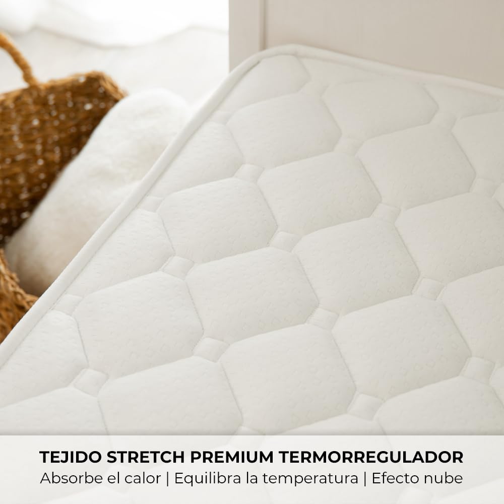 Nalui - Materasso per lettino viscoelastico 120 x 60 cm Baby One Core HR Adapt Foam, tessuto 3D traspirante e tessuto stretch ipoallergenico, certificato Oeko-Tex® | Made in Spagna. Altezza ±12 cm,