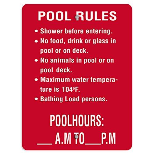 VinMea Pool Rules… Follow Pool Rules for Safety Activity Sign Aluminum Metal Sign Street Signs 12X18 Inches