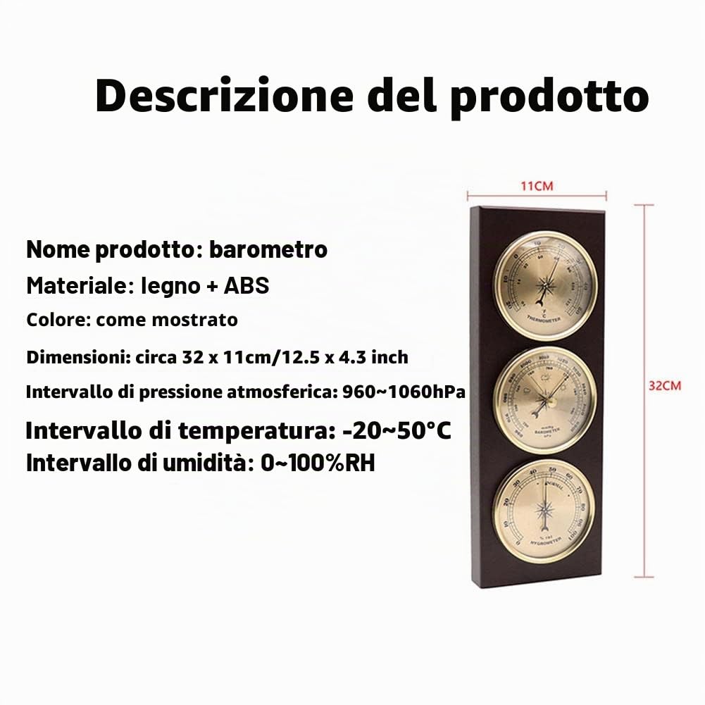 JINYISI barometro, termometro, igrometro, barometri per la casa, barometri strumenti meteorologici, stazione meteorologica analogica a parete
