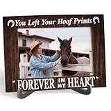 Zmyollo Horses Photo Frame - You Left Your Hoof Prints Forever In My Heart - Wooden Tabletop Picture Frame, Horse Mom Gifts, Birthday Housewarming Gifts For Horse Lovers Friends Colleagues -B40