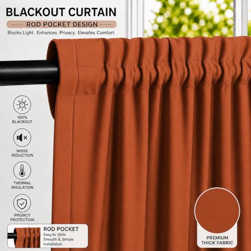 Image of Valance Blackout Rod Pocket Pattern Curtain Pack of 1 Piece, Kitchen Curtain | 3 Feet - Rust