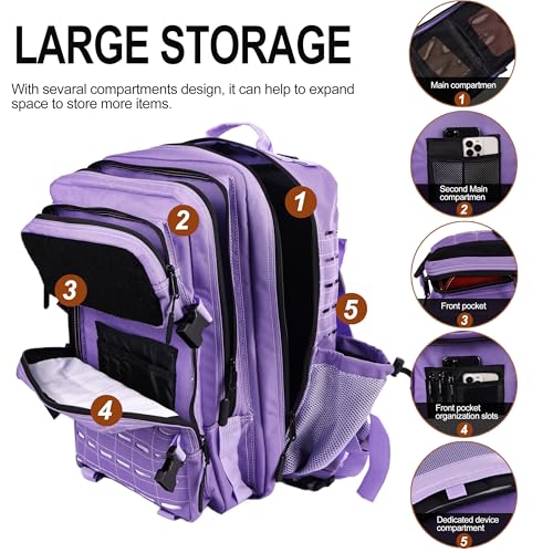 Image of LHI Tactical Military Backpack for Men 25L /45L Large Molle Army Assault Pack 3 Day Hiking Rucksack With Bottle Holder