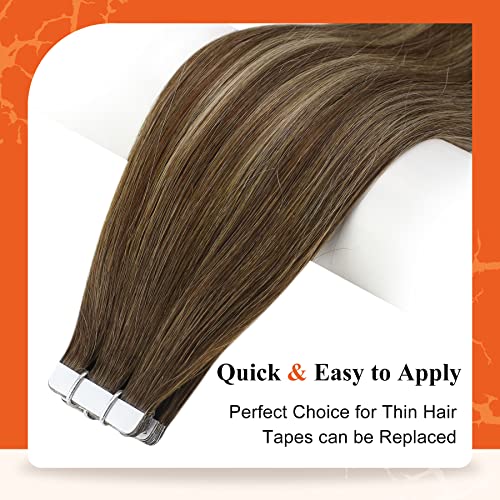 Miniatura 5 de Full Shine - Extensiones de cabello humano real con cinta adhesiva, de color negro, de 12 pulgadas, sin costuras y cortas, 20 unidades, 1.06 onzas