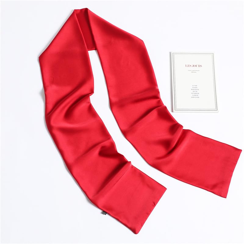 Long Satin Scarf Solid Color Neckties Neck Scarf Belt for Women4