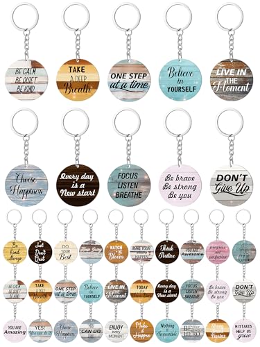 Landical 30 Pcs Inspirational Keychain Bulk for Women Men Employee Appreciation Gifts Motivational Acrylic Key Chains Valentines Thank You Gift for Team Staff Coworker