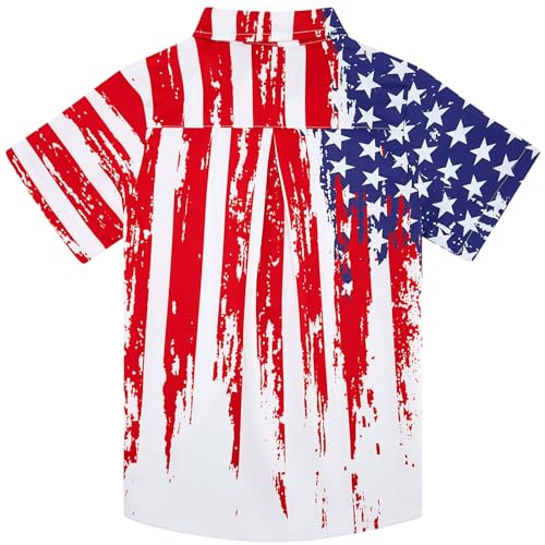 Image of uideazone Boys Hawaiian Shirts Novelty Printed Funky Short Sleeve Button Down Shirt Kids Aloha Luau Shirt 7-14T