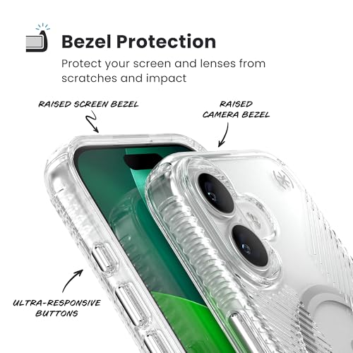 Image of Speck Presidio Perfect Clear Grip for iPhone 17 Case, MagSafe-Compatible, Slim Protective Case, Clear /Clear /Silver