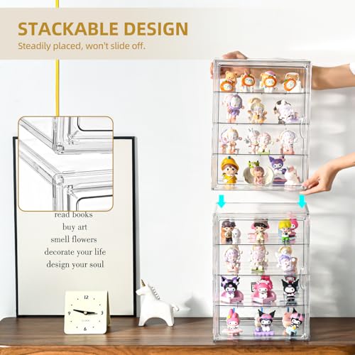 Image of 4 Tier Display Case for Collectibles,Clear Display Box with 3 Movable Plates ,Storage Container with Magnetic Door