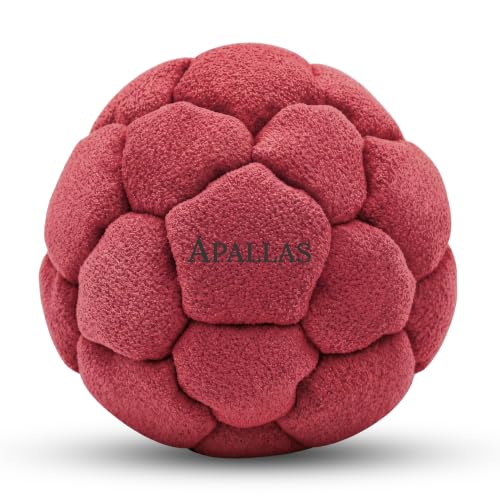 Apallas 50g Leather Footbag for Adults - 32 Panel Footbag with No-Bust Stitching, Hand-Stitched Suede Material, Perfect for Kicks, Tricks, Stalling & Freestyle Play (1 pc - Red)
