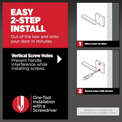 Image of Kwikset Singapore Dummy Door Handle, Single Sided Lever for Closets, French Double Doors, and Pantry, Satin Brass Non-Turning Reversible Interior Push /Pull Lever, with Microban Protection