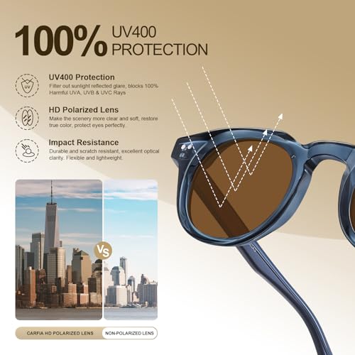 CARFIA Retro Polarized Mens Sunglasses for Womens Chunky Acetate Frame,Stylish Fit Large Face UV Protection Shades4