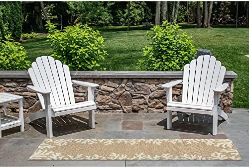 Liora Manne CAPRI Indoor/Outdoor Handmade Synthetic Blend Durable Area Rug - Traditional Border Coastal Beach Accent (Coral Border Neutral) (2' x 8')