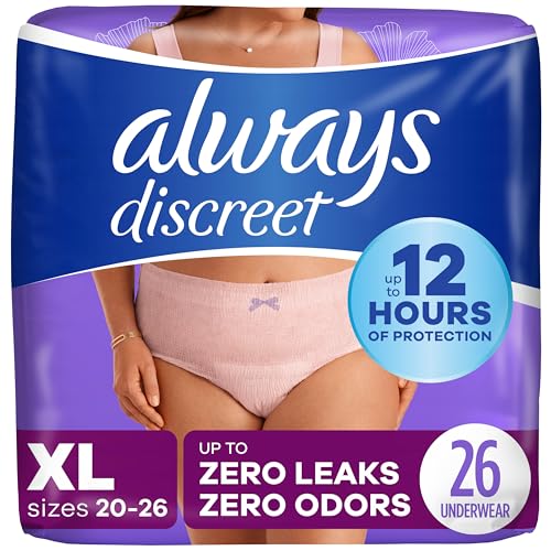 Image of Always Discreet Adult Incontinence & Postpartum Underwear for Women, Classic Cut, Size Extra-Large, Maximum Absorbency, Disposable, 26 Count (Packaging May Vary)