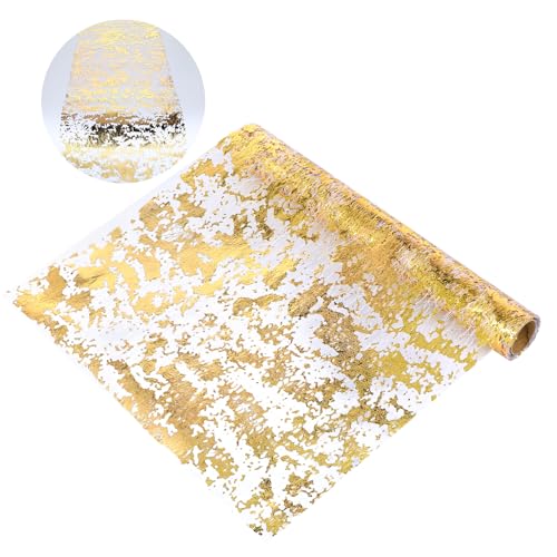 Oruola Camino de mesa dorado de 11 x 108.2 pulgadas, camino de mesa dorado de malla fina metálica con lentejuelas para eventos, fiestas, cumpleaños, bodas, Navidad, Año Nuevo, decoración de mesa