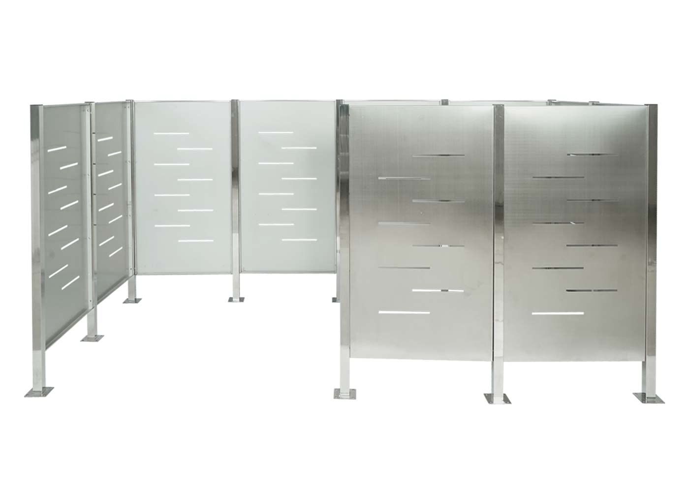 Recinzione fendivista bidoni box spazzatura rifiuti HWC-J55 166x326x151cm acciaio inox