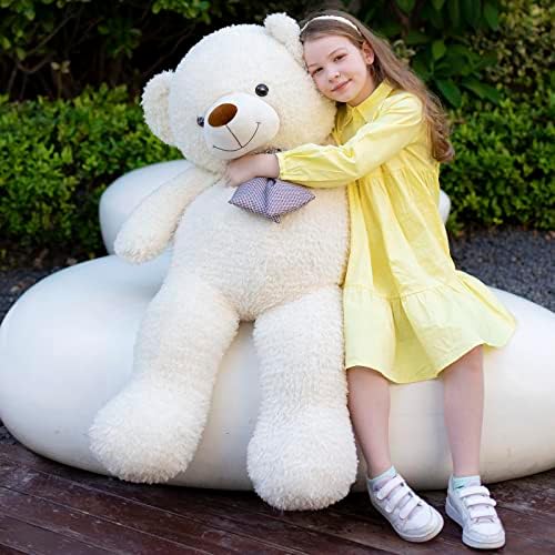 DOLDOA Giant Teddy Bear Stuffed Animal, Big Teddy Bear for Baby Shower, Life Size Teddy Bear for Girlfriend Children, 47inch, White