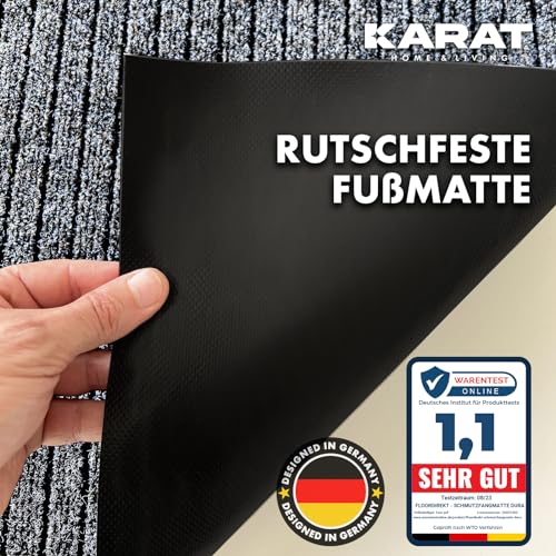 KARAT Schmutzfangmatte Dura - 90 x 120 cm, Anthrazit - Fußmatte mit Rutschfester Rückseite - Türmatte für Eingangsbereich - Fußabtreter, Sauberlaufmatte, Türvorleger