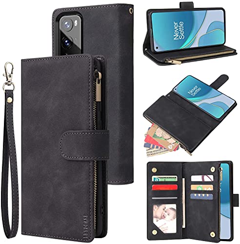 LBYZCASE Case for OnePlus Nord N200 5G 2021,OnePlus Nord N200 5G Wallet Case,Luxury Folio Flip PU Leather Cover[Zipper Pocket][Magnetic Closure][Wrist Strap] for OnePlus Nord N200 5G (Black)