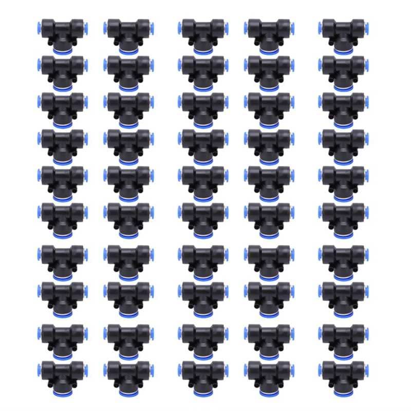 Brass 50Pcs Quick Connector 3 Way T Type Variable Diameter PU Air Pipe Connecting PEG8-12-8 Pipe Connection