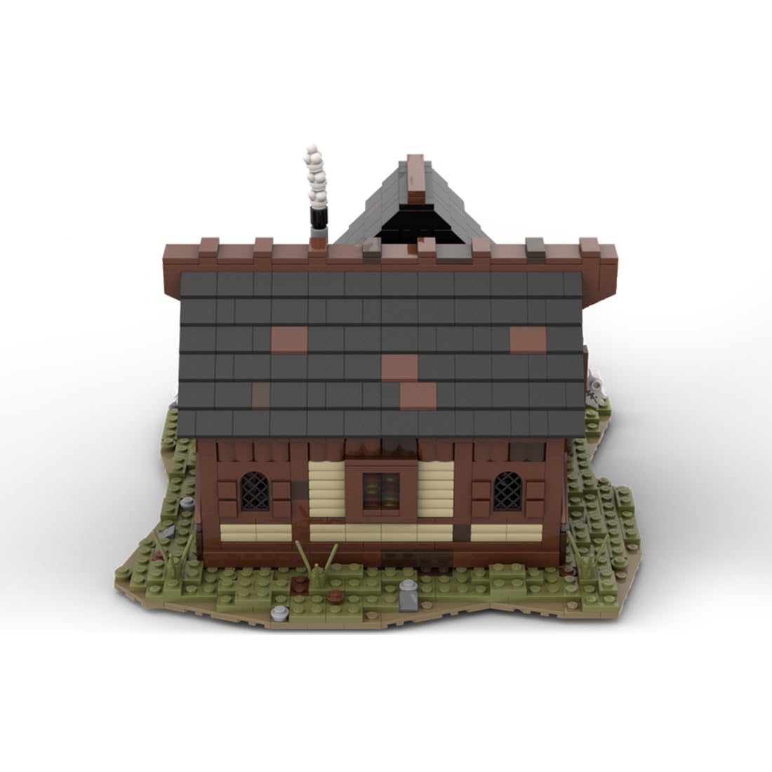 MOC Klemmbausteine Mittelalterliche Höhle Modul eines großen Dorfes Thema Modell, 1404 Teile Mittelalterliches Dorf Gebäude Set, MOC-112418