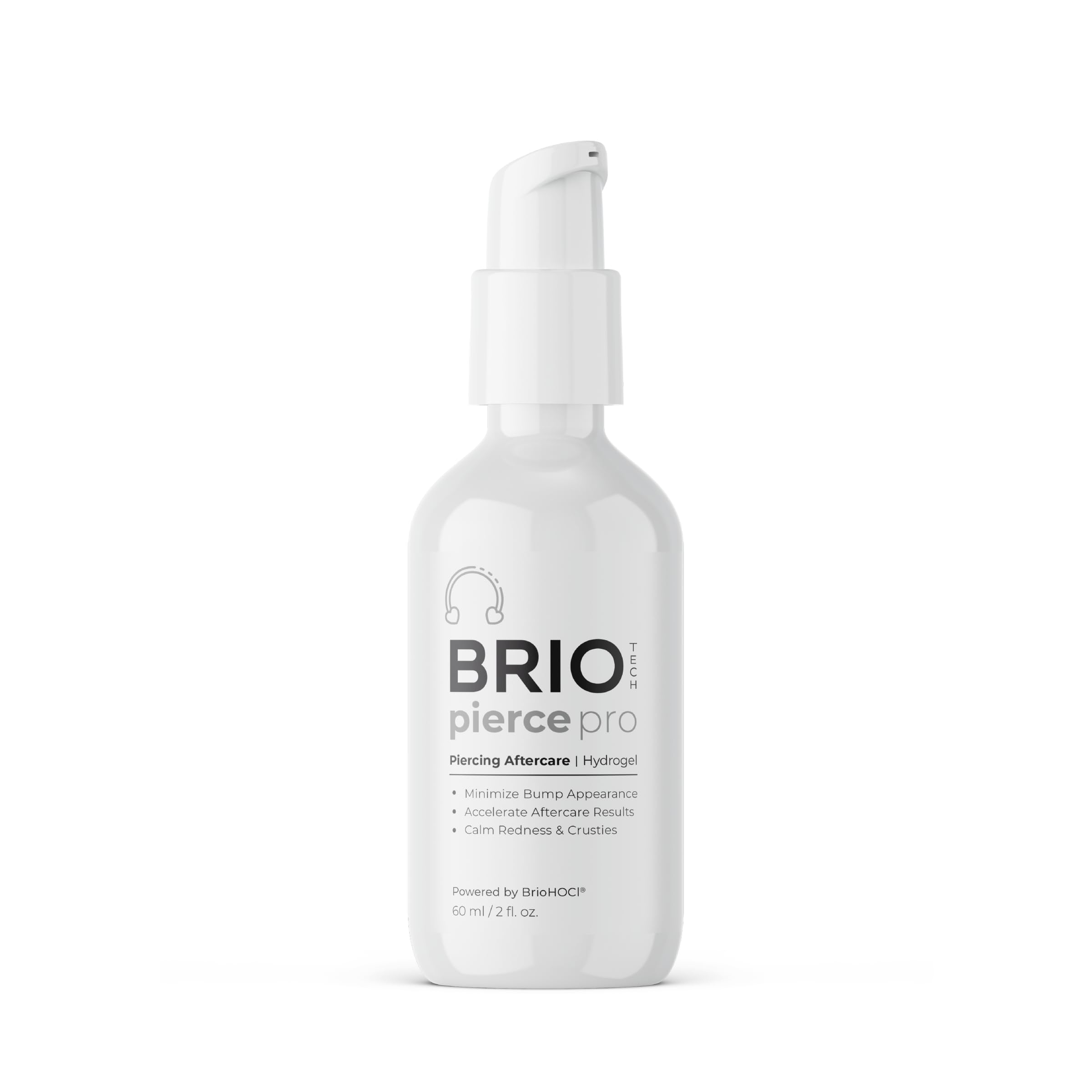 BRIOTECHPierce Gel, Extra Strength Hypochlorous Acid Piercing Aftercare, Soothe Bumps & Redness, Calm Itching & Crust, Quick Dry, No Rinse, Hydrogel, Alcohol Free, Travel Size, 2 fl oz