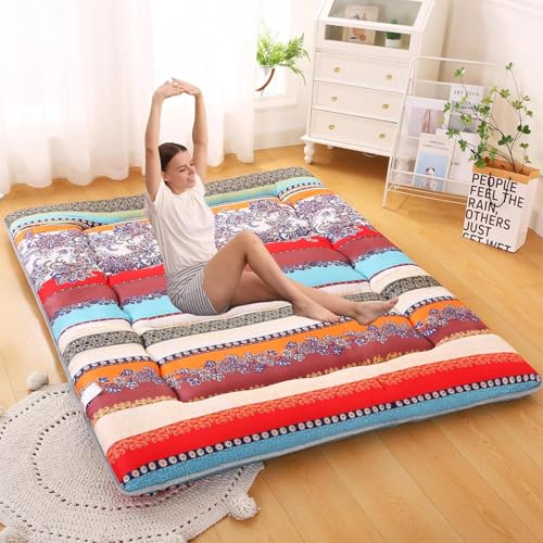 Colchón japonés para suelo, tapete de dormir japonés grueso, plegable, tapete de tatami enrollable, fácil de almacenar y portátil, colchón de futón adecuado para camping y habitación de invitados (A