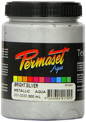 Encre à sérigraphie Argent vif Permaset Aqua 300 ml pour impression textile