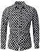 Allegra K Men Polka Dots Prints Slim Fit Button Down Dress Shirt Black L