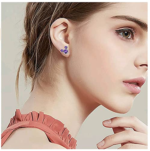 Mouse Shape Stud Earrings 925 Sterling Silver Stud Earrings for Women Jewelry (Mouse Purple)2