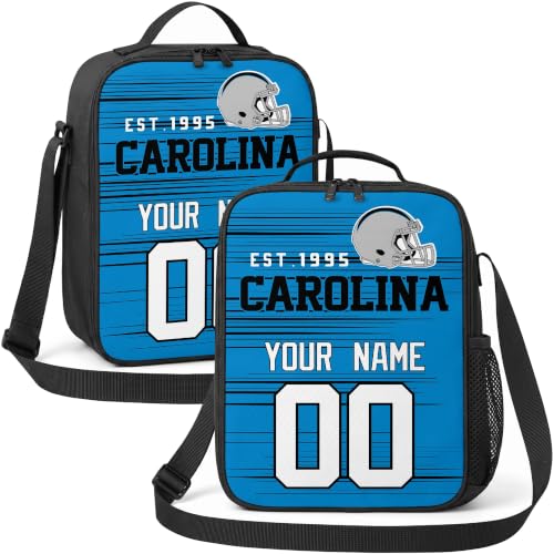 Image of Carolina Lunch Bag Custom Name and Number Personalized Gifts | Custom Personalized Lunch Box for Men Women