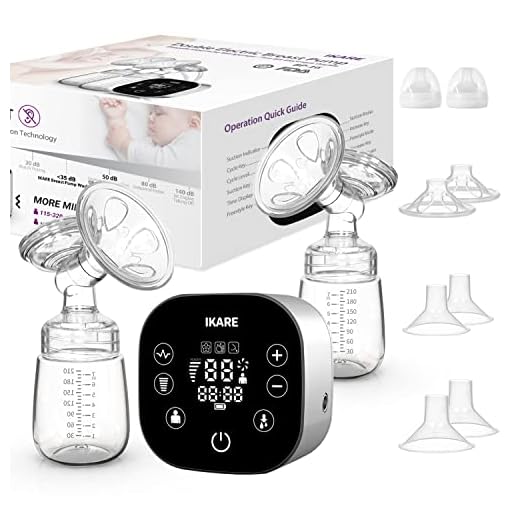 IKARE Hospital Grade Double Electric Breast Pumps Free-Style, 6 Modes & 150 Levels & 3 Size Flanges, Touchscreen LED Display, Pain Free Portable Breast Pump for Travel & Home, Super Quiet (Silver)