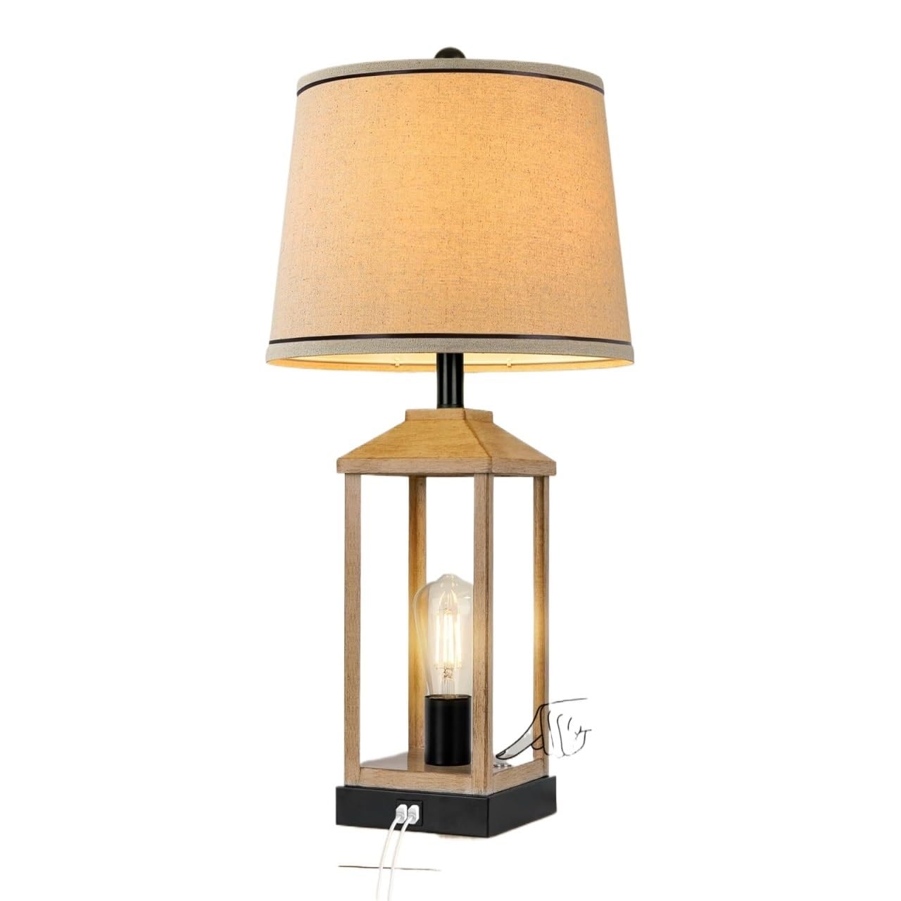 TTDGYYXW Lampada da Tavolo Doppia con Porte USB, dimmerabile e antiruggine (Nera)