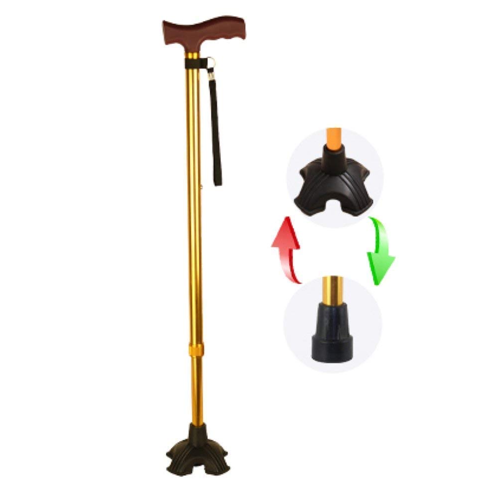 Bastón para caminar, bastón para ancianos, de cuatro patas, antideslizante, muletas, retráctil, ligero, multifuncional, altura ajustable, bastón para caminar, negro, un solo pie, negro, un solo pie,