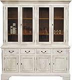 Höhe ca 1219 cm Casa Padrino Vintage Buffetschrank Antik Stil Weiss/Holzfarben H 219 x B 189 cm - Vitrine Regal Schrank Shabby Chic