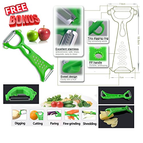 Corer Slicer Peeler and Divider Set Cuts 20 Thin Apple Slices For Kids Onion Slicer for Vegetables Tomato Potato Slicer with Bonus Julienne Peeler Slicer Zester Kitchen Gadgets - Thumbnail 7