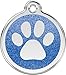 Red Dingo Stainless Steel with Glitter Pet I.D. Tag - Paw Print (Dark Blue, Small)