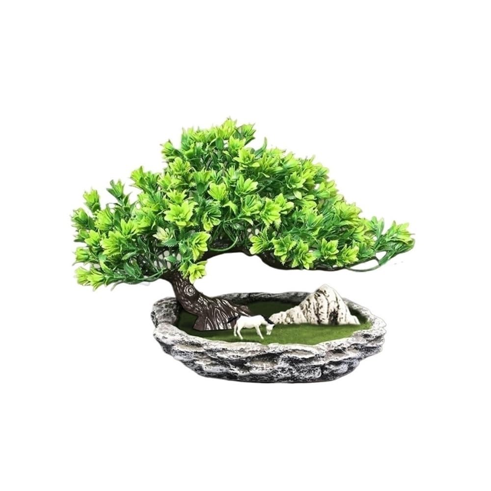 CHENGAIJIAN Artificial Bonsai Tree, Fake Plants Faux Pine Plants for Indoor Home Office Desk Décor Fake Potted Realistic Plant(Green)