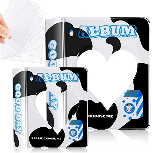 Gersoniel 2 Pieces 3 Inch Mini Photo Album Kpop Photocard Holder and 100 Pieces Clear Card Sleeves Photocard Binder Kpop Album Mini Photo Album Cute Photocard Collect Book Mini Photo Books for Camera